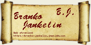 Branko Jankelin vizit kartica